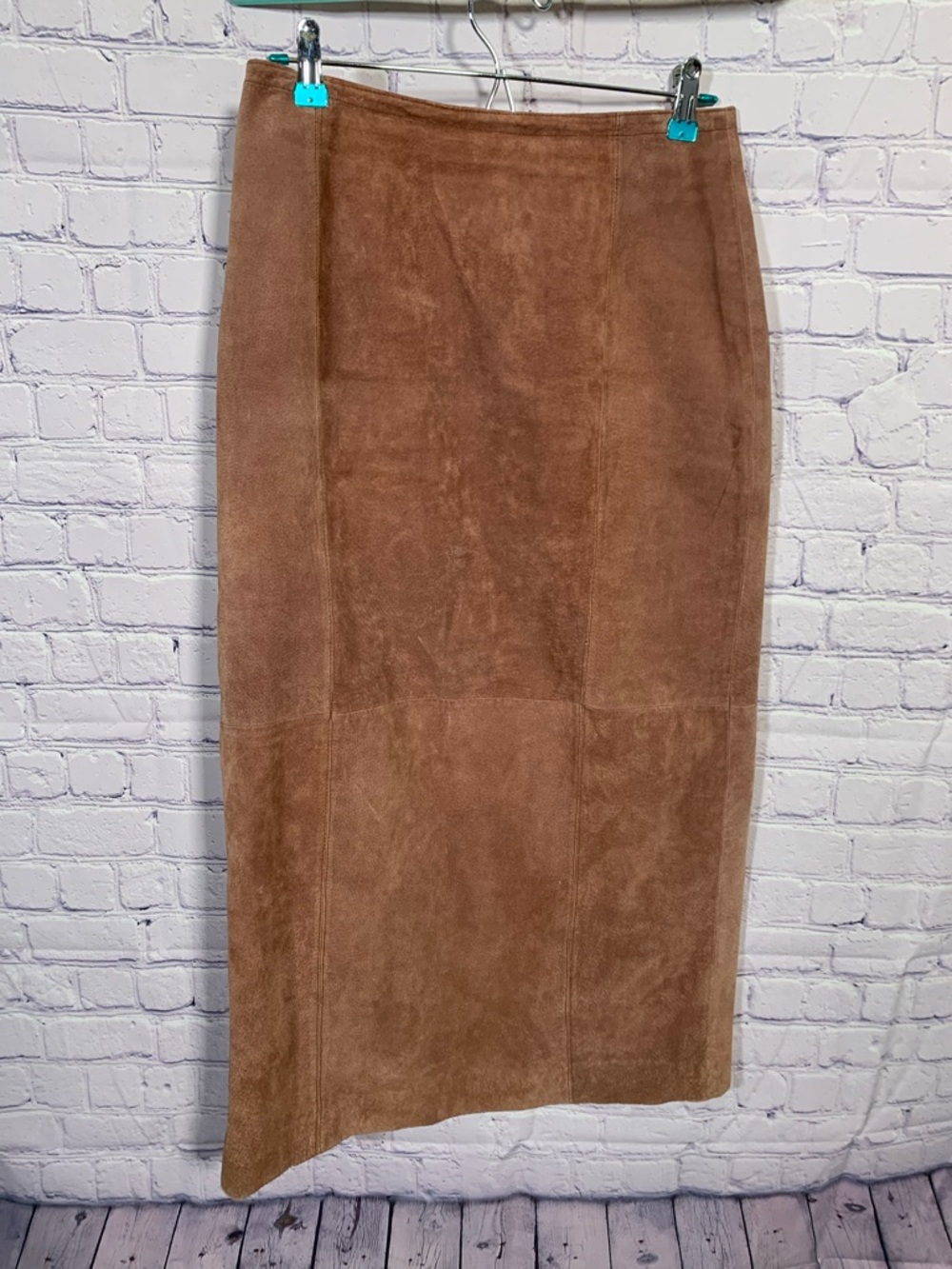 Savannah Womens VTG Leather Skirt Maxi Tan Size 8 Festival Western Boho Casual
